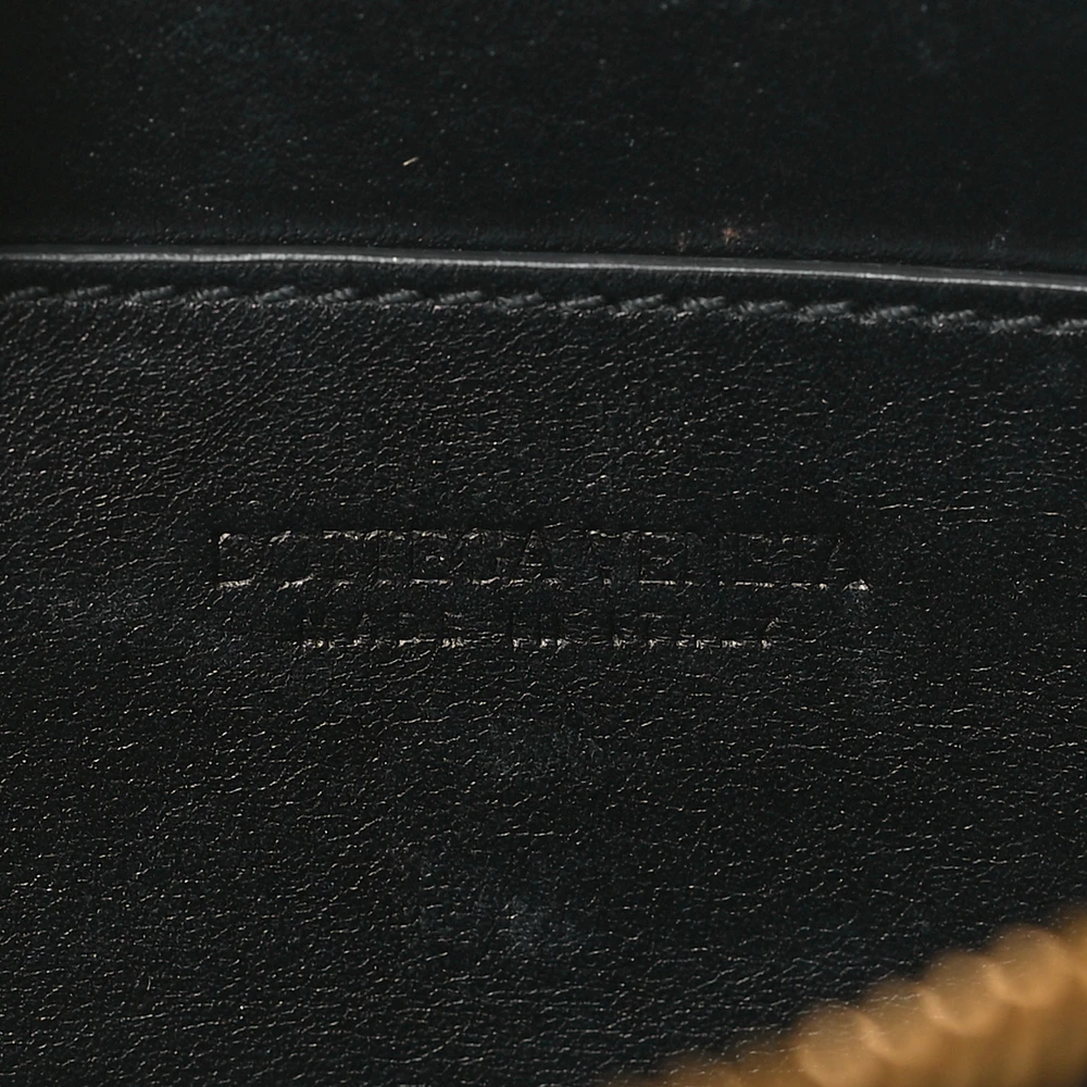 Bottega Veneta Mini Intreccio Cassette Phone Pouch Crossbody Bag Black Lambskin Leather