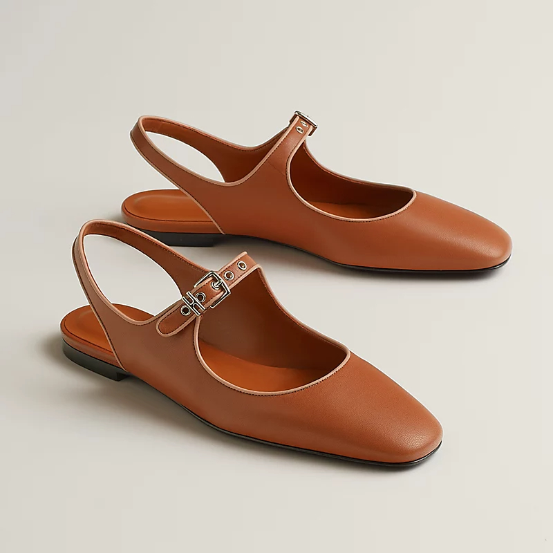 HERMES Kleo Brown Slingheeled sandals