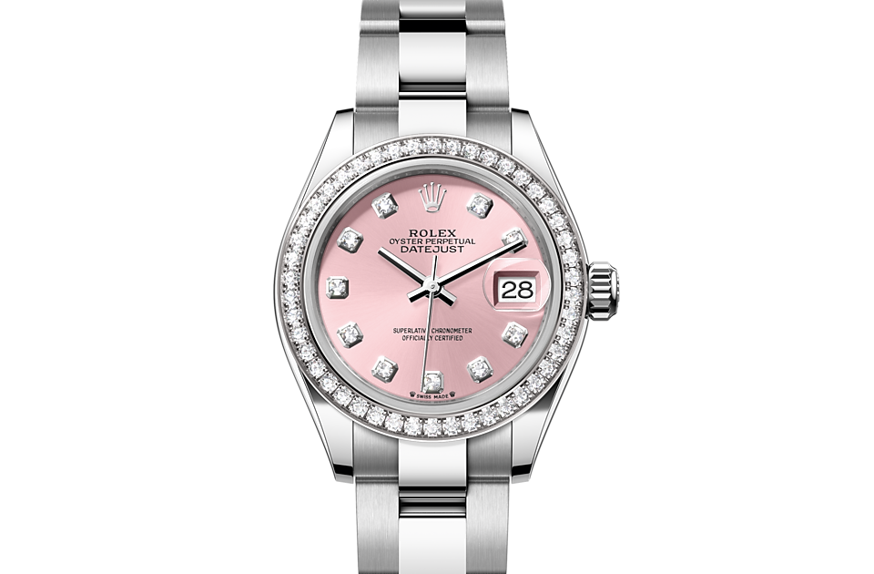 Rolex Lady-Datejust Oyster 28 mm Oystersteel white gold and diamonds Pink dial M279384RBR-0004
