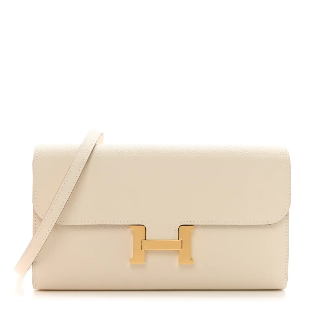 Hermès Constance Wallet To Go Béton Evercolor Leather Gold Hardware