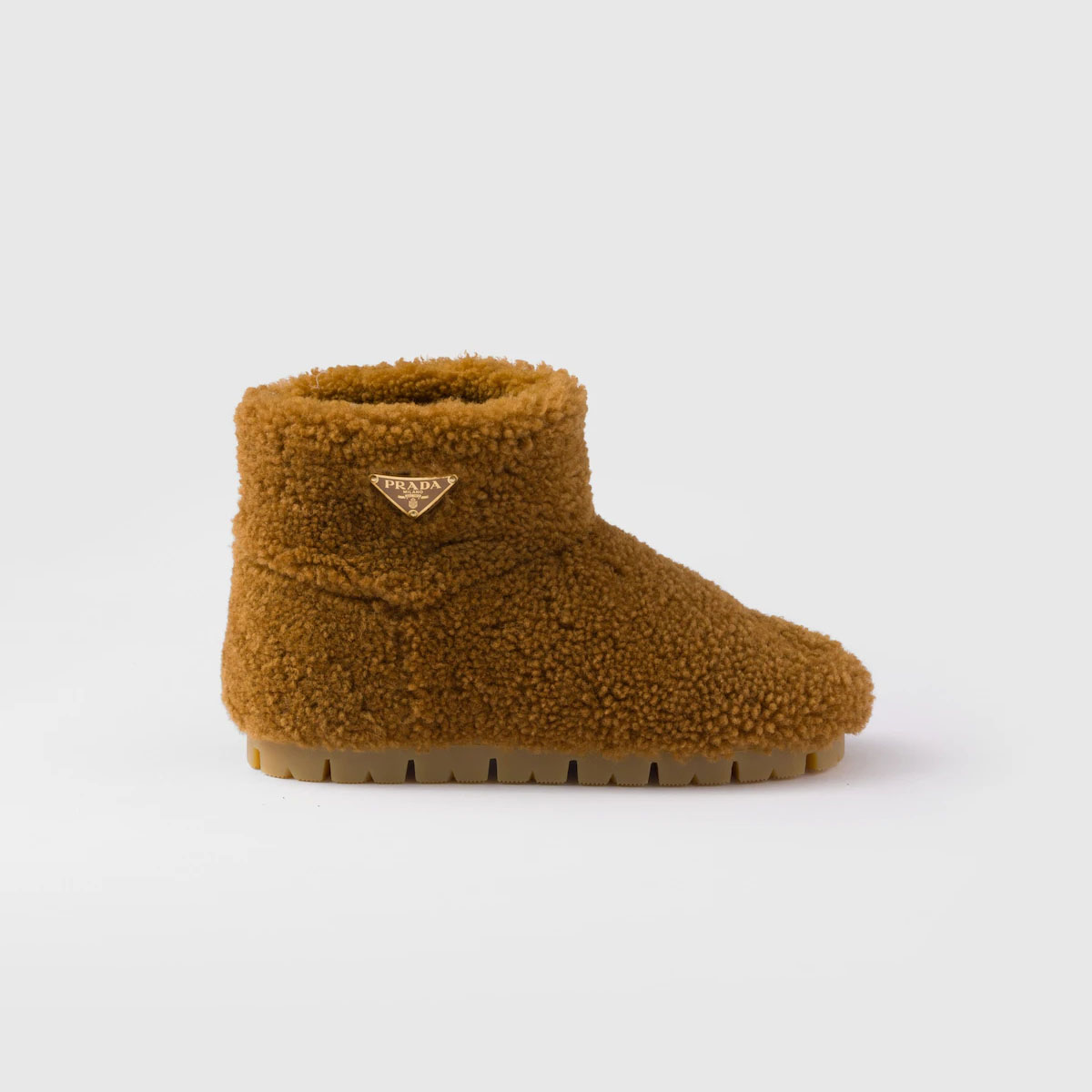 PRADA Brown sheepskin ankle boots