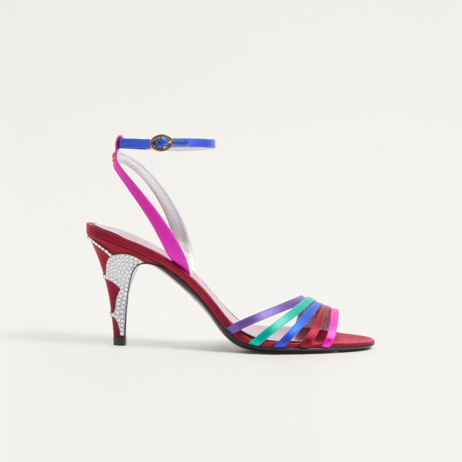 VALENTINO Crystal trim satin heel sandals (8.5 cm high heel)