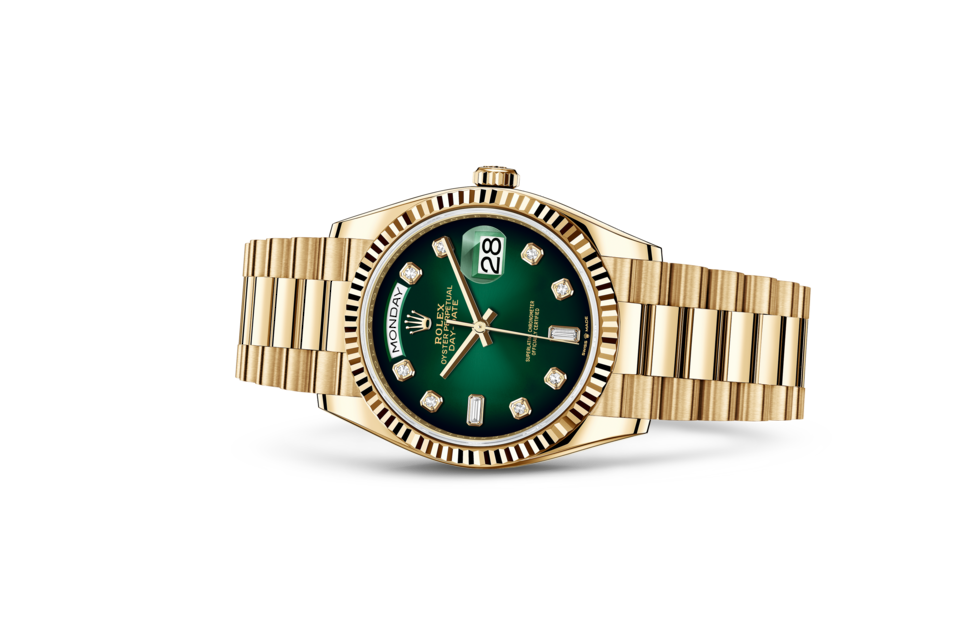 Rolex Day-Date 36 Oyster 36 mm yellow gold Green ombre dial M128238-0069