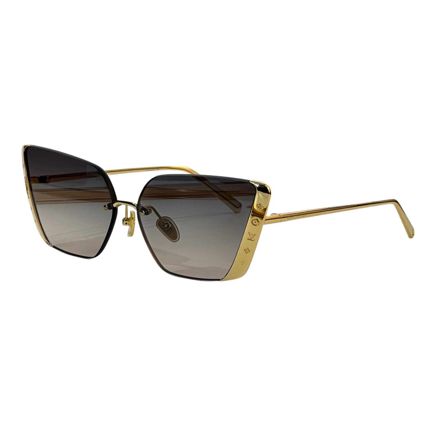 Louis Vuitton Cat Eye glasses black/rose gold/brown/silver color Size 61口12-145