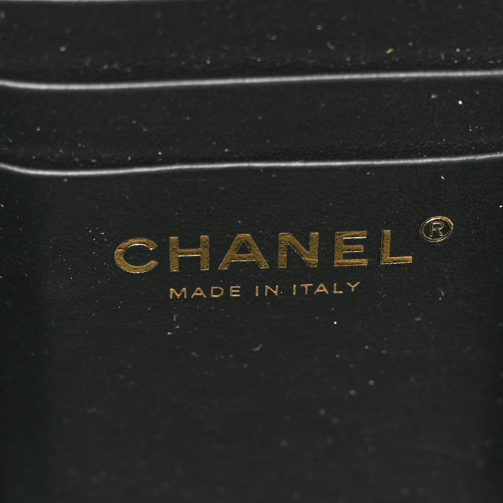 Chanel Vertical Vanity Case With Chain Small Black Quilted Caviar Leather Gold Hardware