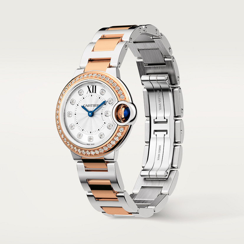 Ballon Bleu de Cartier watch 28 mm rose gold steel diamonds CRW3BB0025