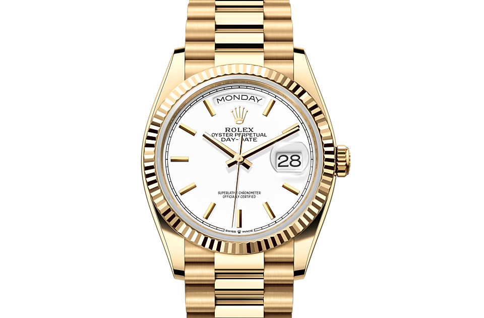 Rolex Day-Date 36 Oyster 36 mm yellow gold White dial M128238-0081