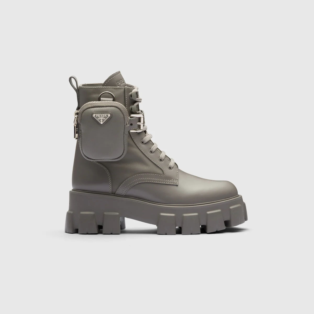 PRADA Marbled grey leather boots (with pouch)