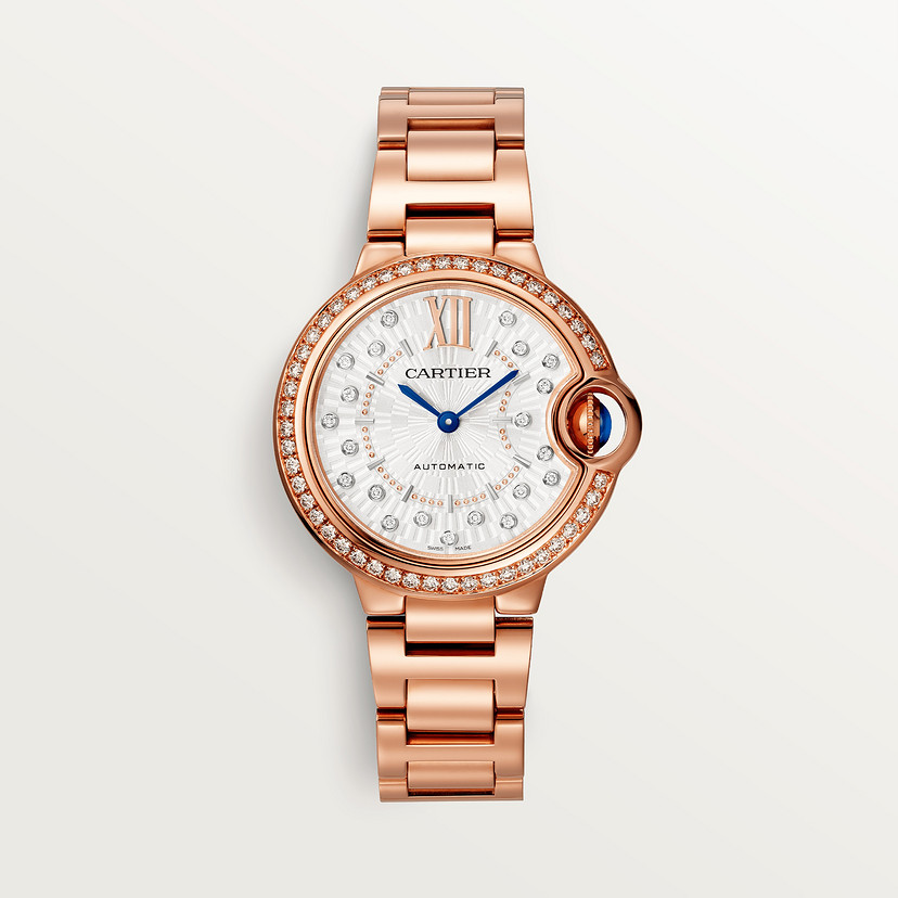 Ballon Bleu de Cartier watch 33 mm rose gold diamonds CRWJBB0082