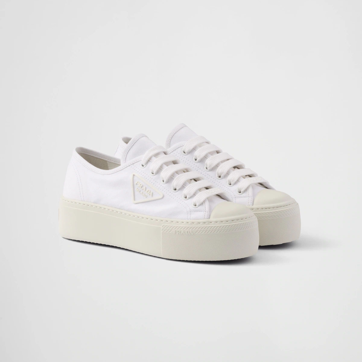 PRADA White lace-up sneakers