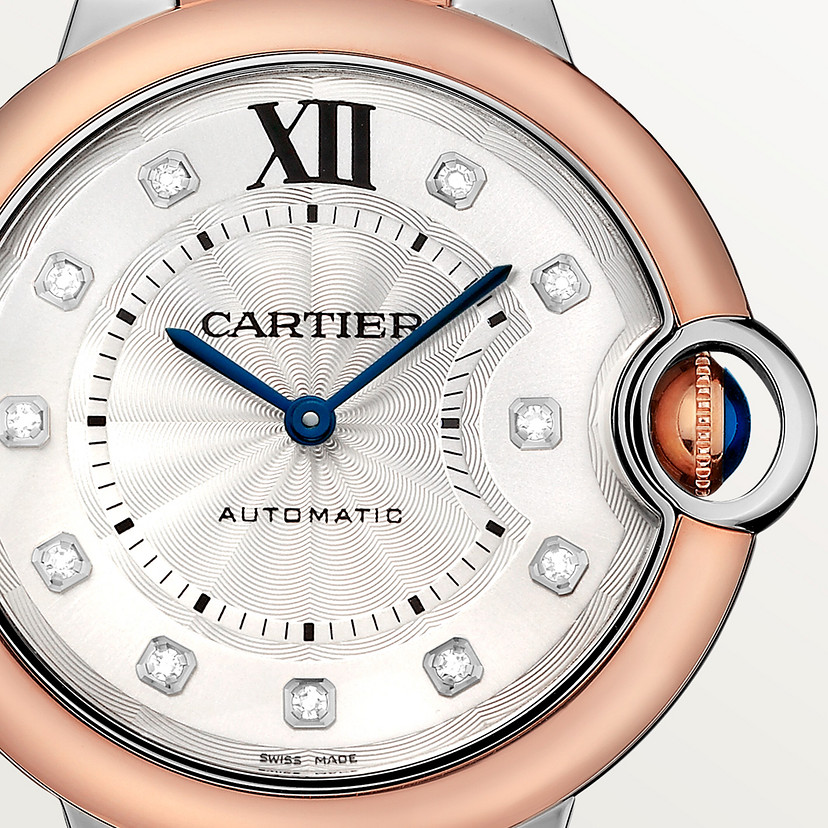Ballon Bleu de Cartier watch 36mm rose gold steel diamonds CRW3BB0013