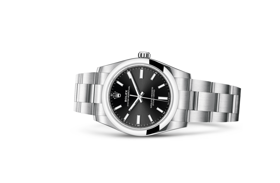 Rolex Oyster Perpetual 34 Oyster 34 mm Oystersteel Bright black dial M124200-0002