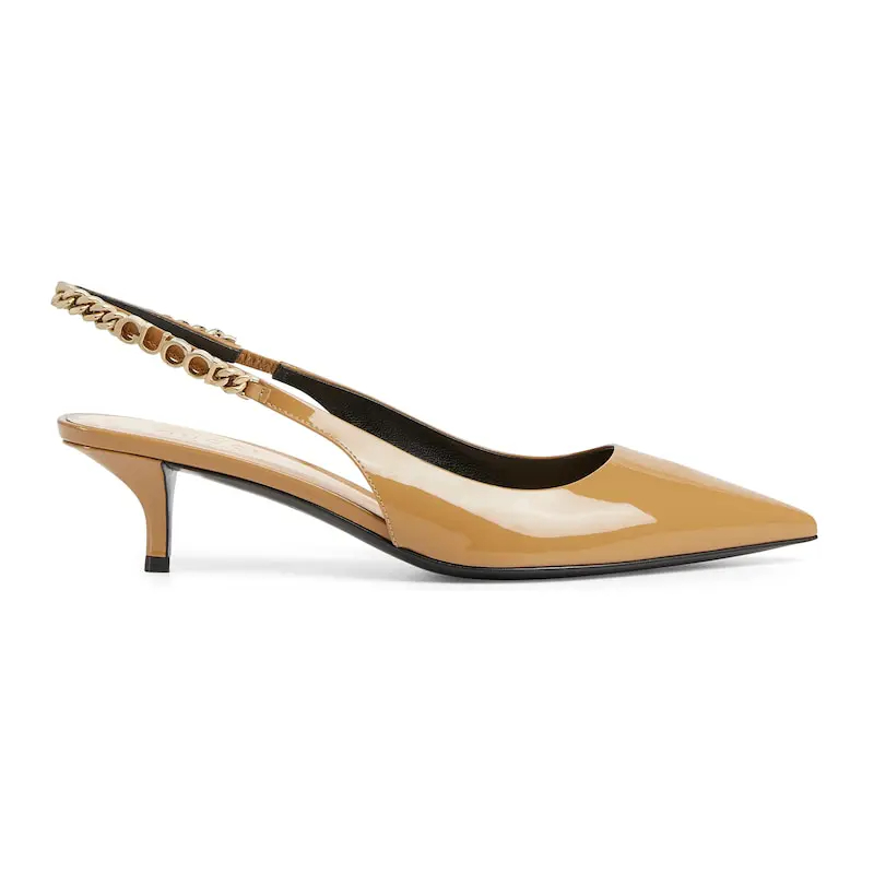 Gucci patent leather pointed heels high heels shoes Rear lace up high heels
