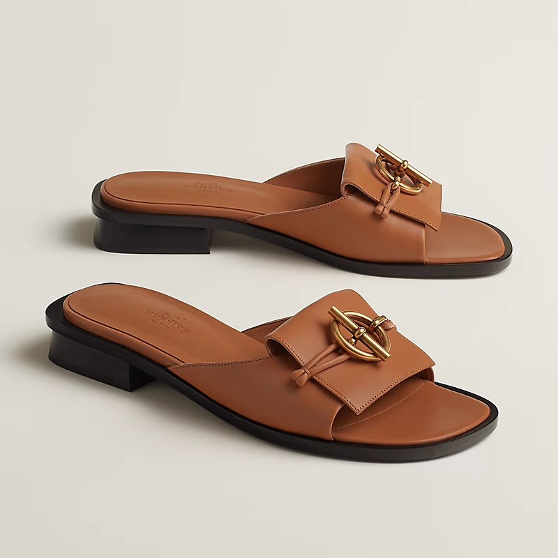 HERMES Isle Brown Slippers
