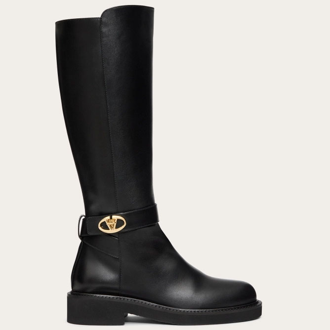 VALENTINO VLOGO LOCKER Calf leather boots (heel height 4cm)