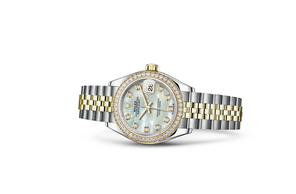 Rolex Lady-Datejust Oyster 28 mm Oystersteel yellow gold and diamonds White dial M279383RBR-0019