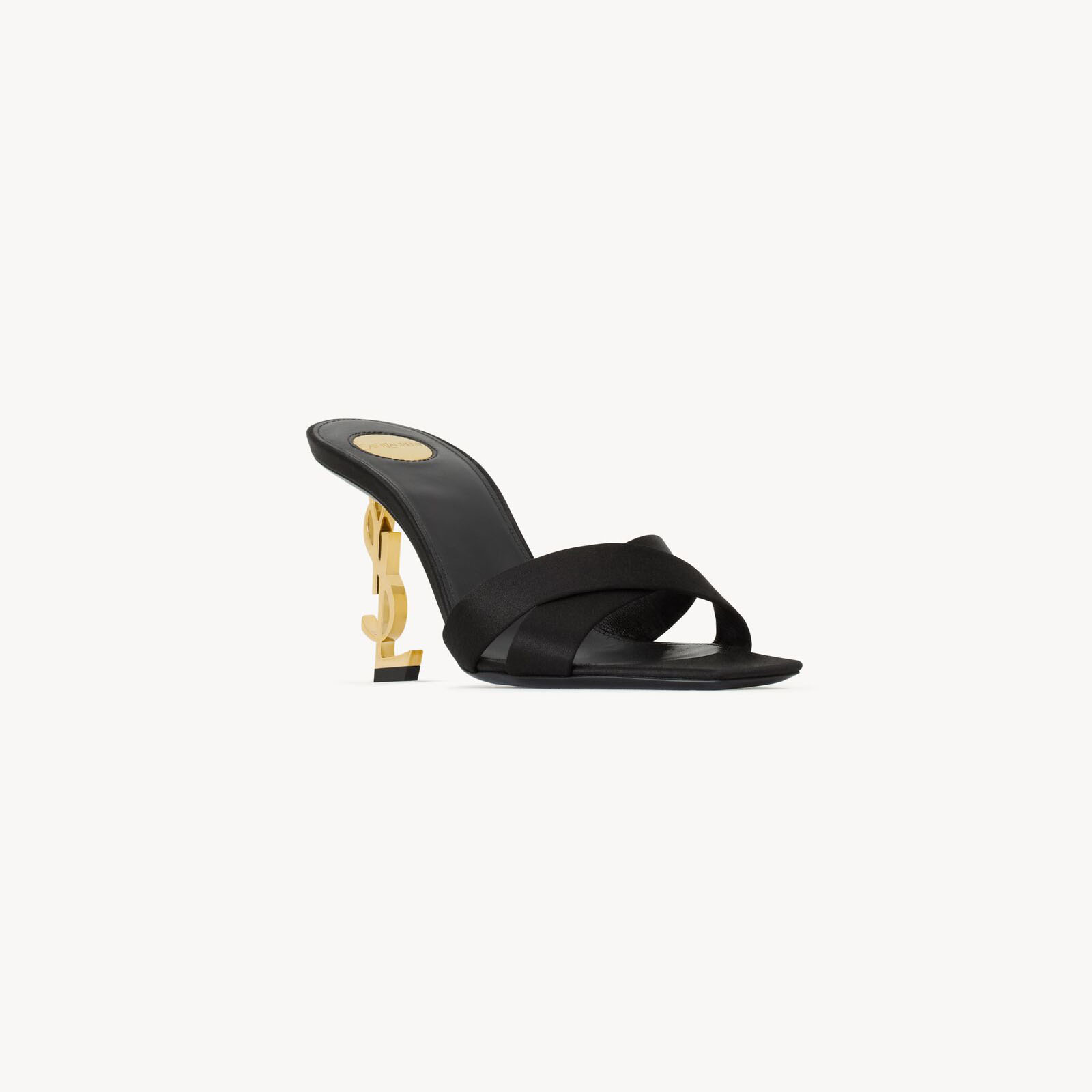 Yves Saint Laurent Black crepe satin slipper sandals