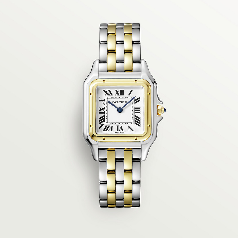 Panthère de Cartier watch Medium model quartz movement yellow gold steel CRW2PN0007