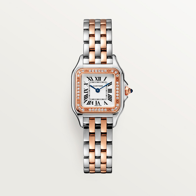 Panthère de Cartier watch Small model quartz movement rose gold steel diamonds CRW3PN0006