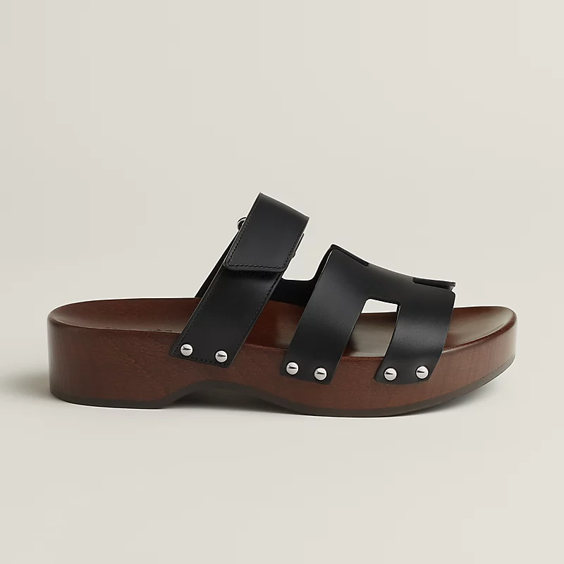 HERMES Kos Slippers High-heeled slippers Black High Heels Sandal