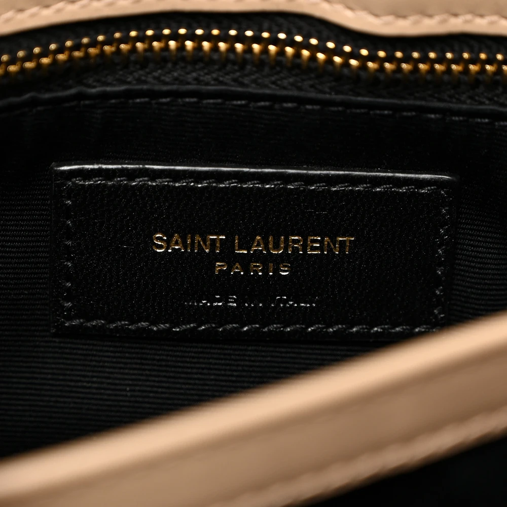Saint Laurent Mini Loulou Crossbody Bag Dark Beige Y-Quilted Monogram Calfskin Leather Aged Gold Hardware