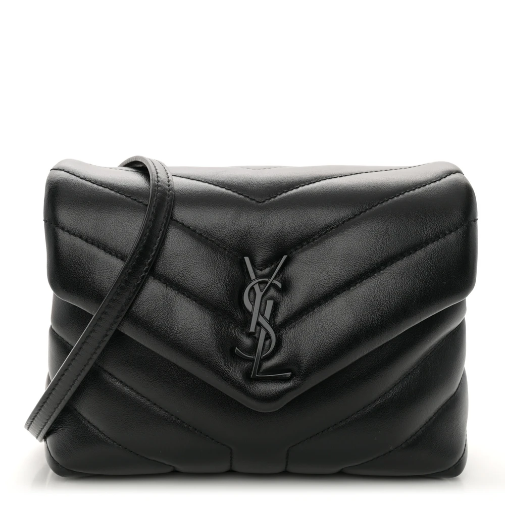 Saint Laurent Mini Loulou Crossbody Bag Black Y-Quilted Monochrome Monogram Calfskin Leather Black Hardware