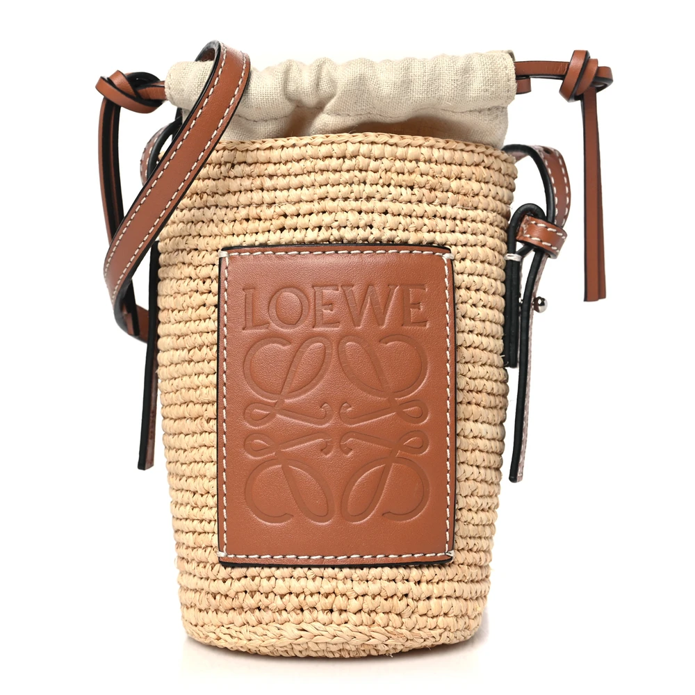 Loewe Paula’s Ibiza Bucket Bag Medium Natural/Tan Calfskin Leather & Raffia