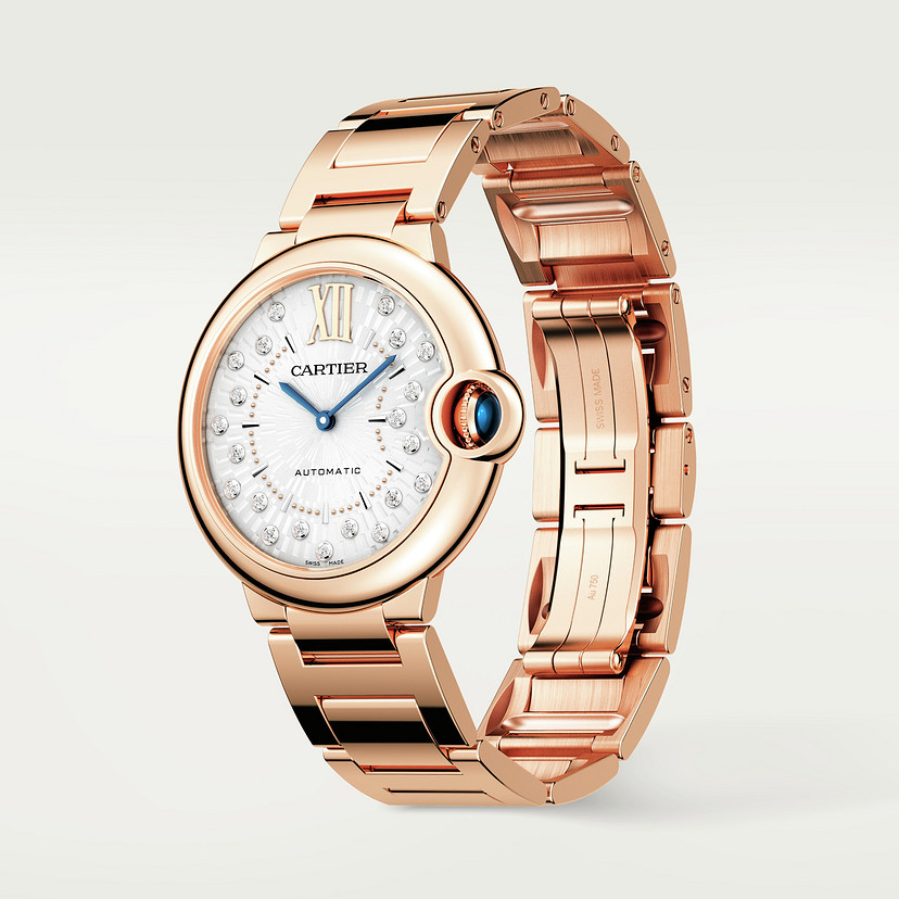 Ballon Bleu de Cartier watch 36 mm rose gold diamonds CRWGBB0055