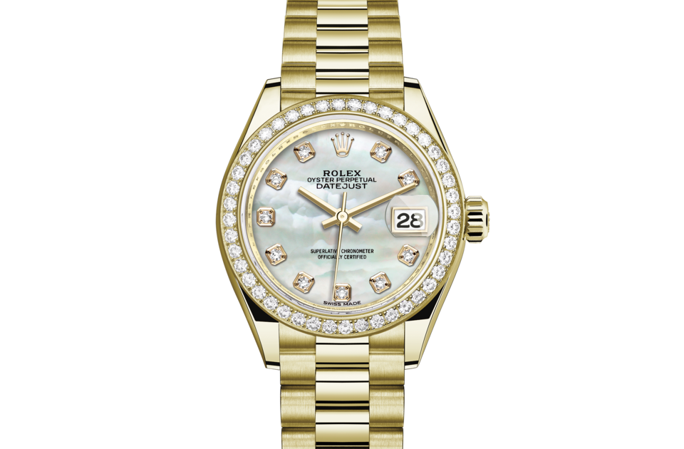 Rolex Lady-Datejust Oyster 28 mm yellow gold and diamonds White dial M279138RBR-0015