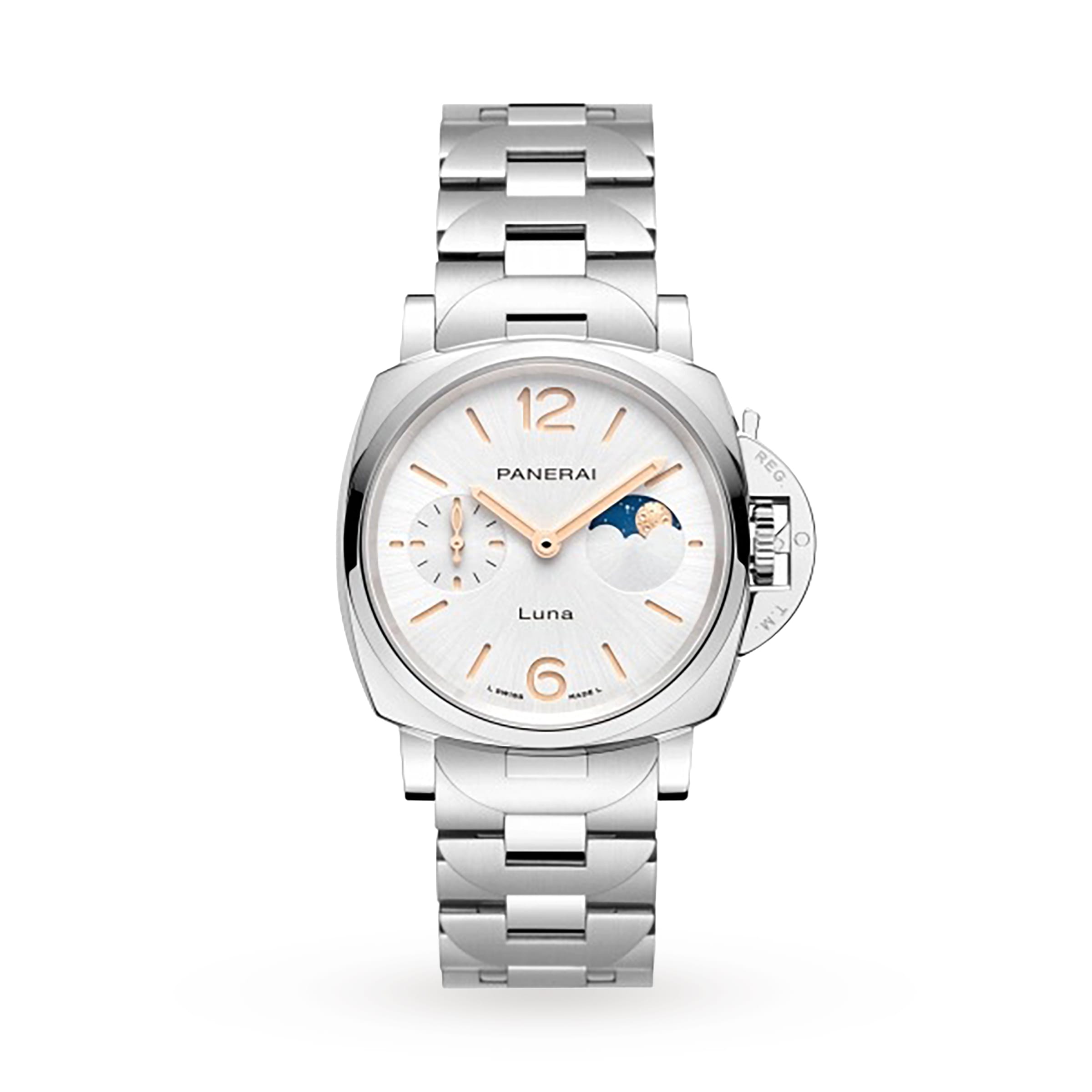 Panerai Luminor Due Luna 38mm Ladies Watch Stainless Steel PAM01301
