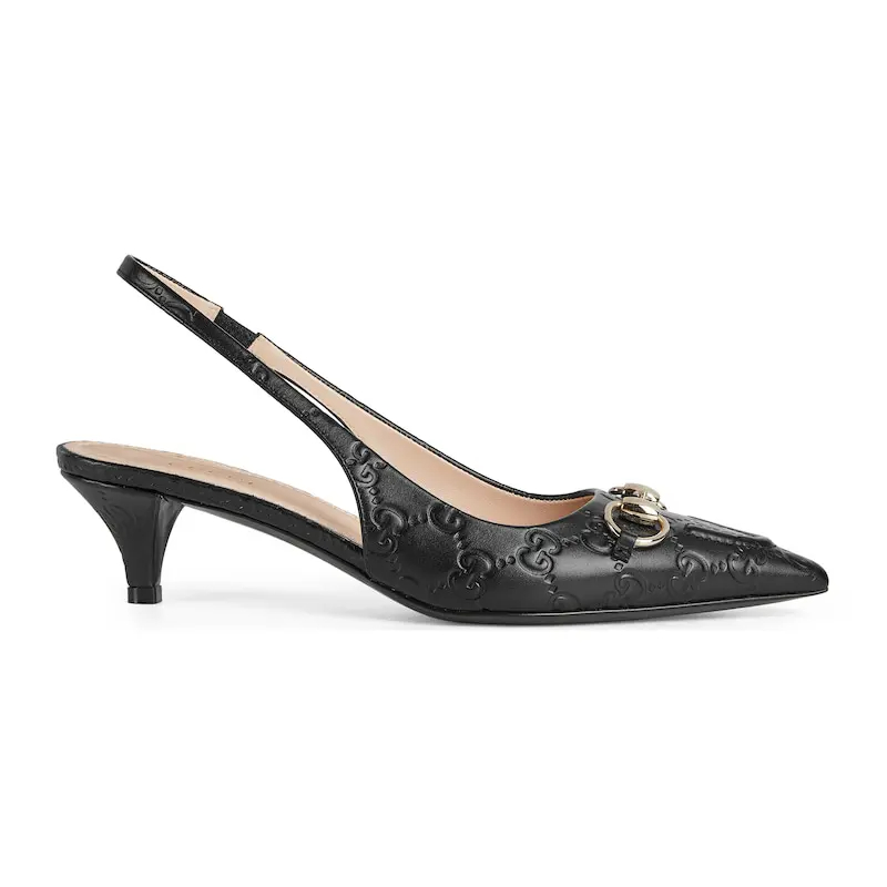 Gucci black pointed slender heel high heels shoes Rear lace up high heels