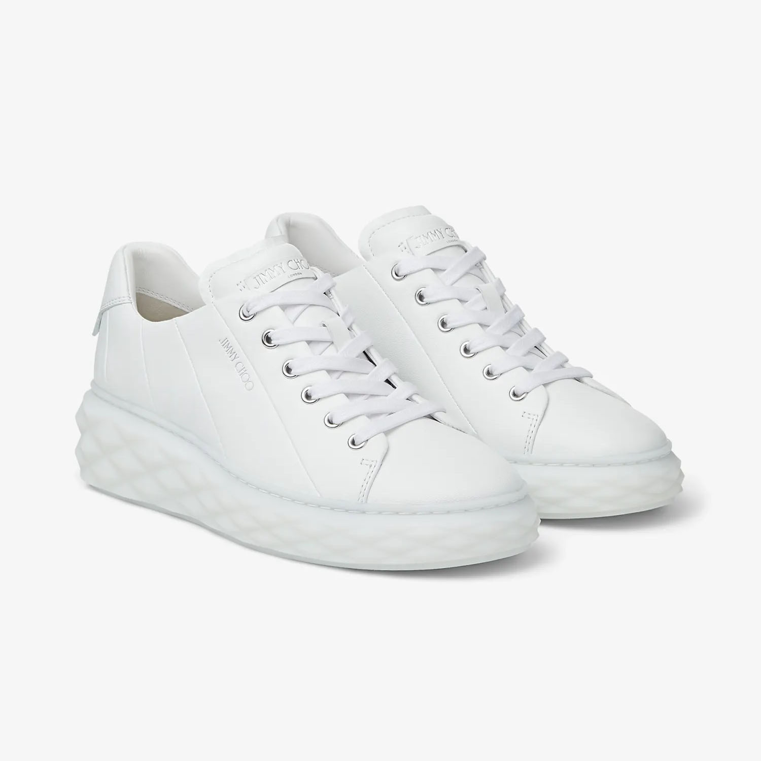 JIMMY CHOO White leather low platform sneakers