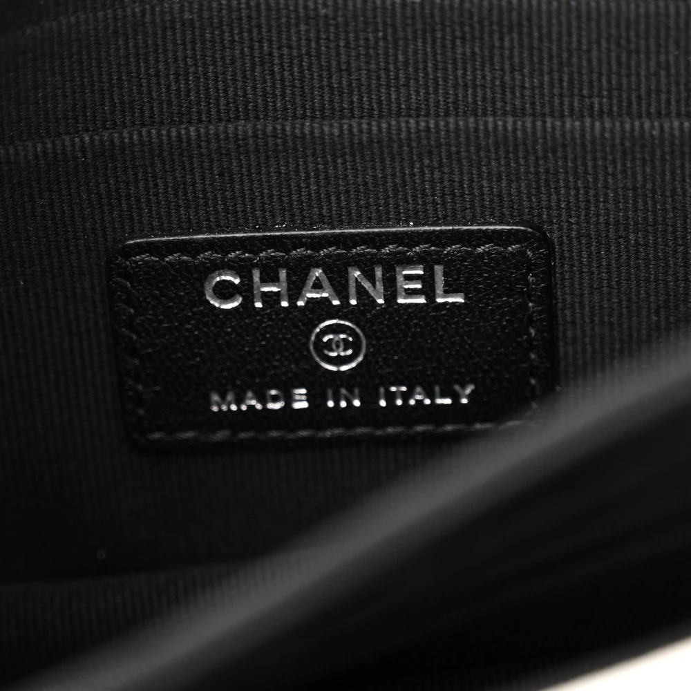 Chanel Trendy CC Wallet On Chain (WOC) Mini White Quilted Lambskin Leather Black Hardware