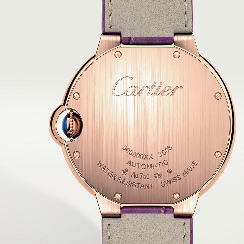 Ballon Bleu de Cartier watch 36mm rose gold diamonds leather CRWJBB0050
