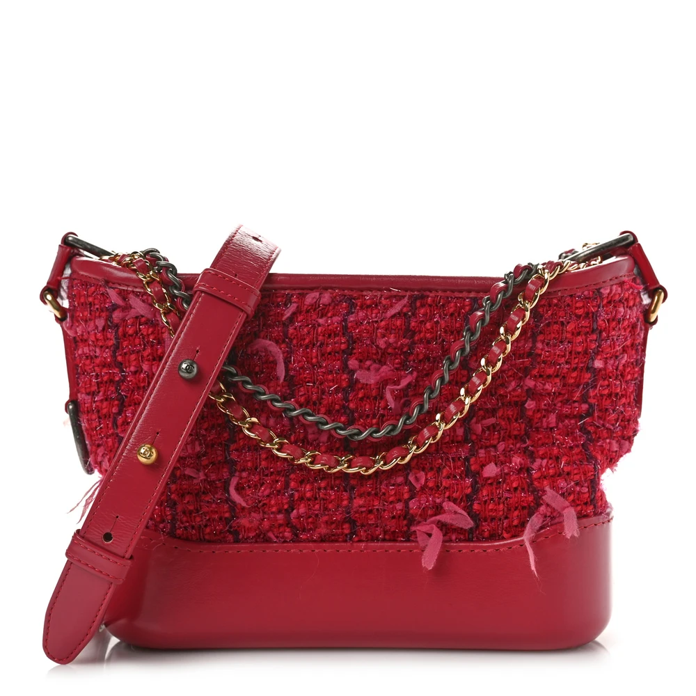 Grade Chanel Gabrielle Hobo Bag | Red Tweed Calfskin