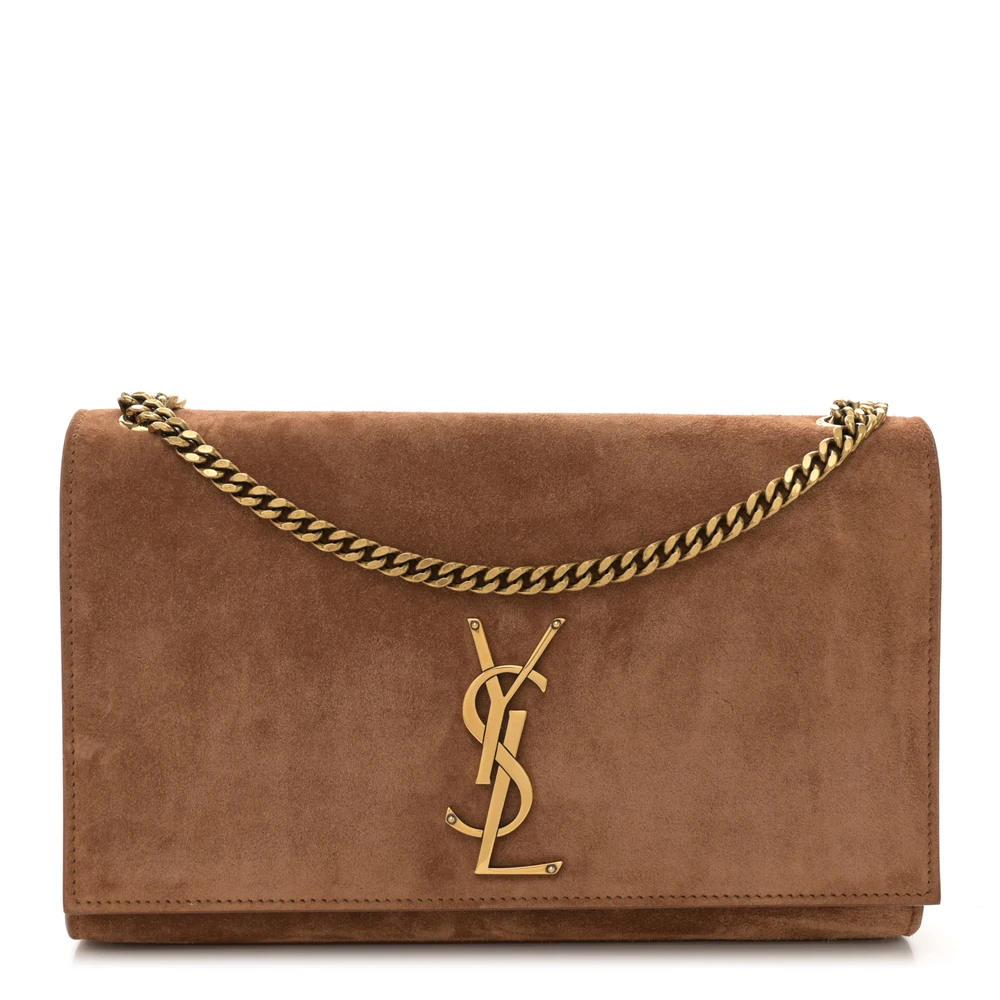 Saint Laurent Medium Kate Satchel Macaron Monogram Suede Aged Gold Hardware