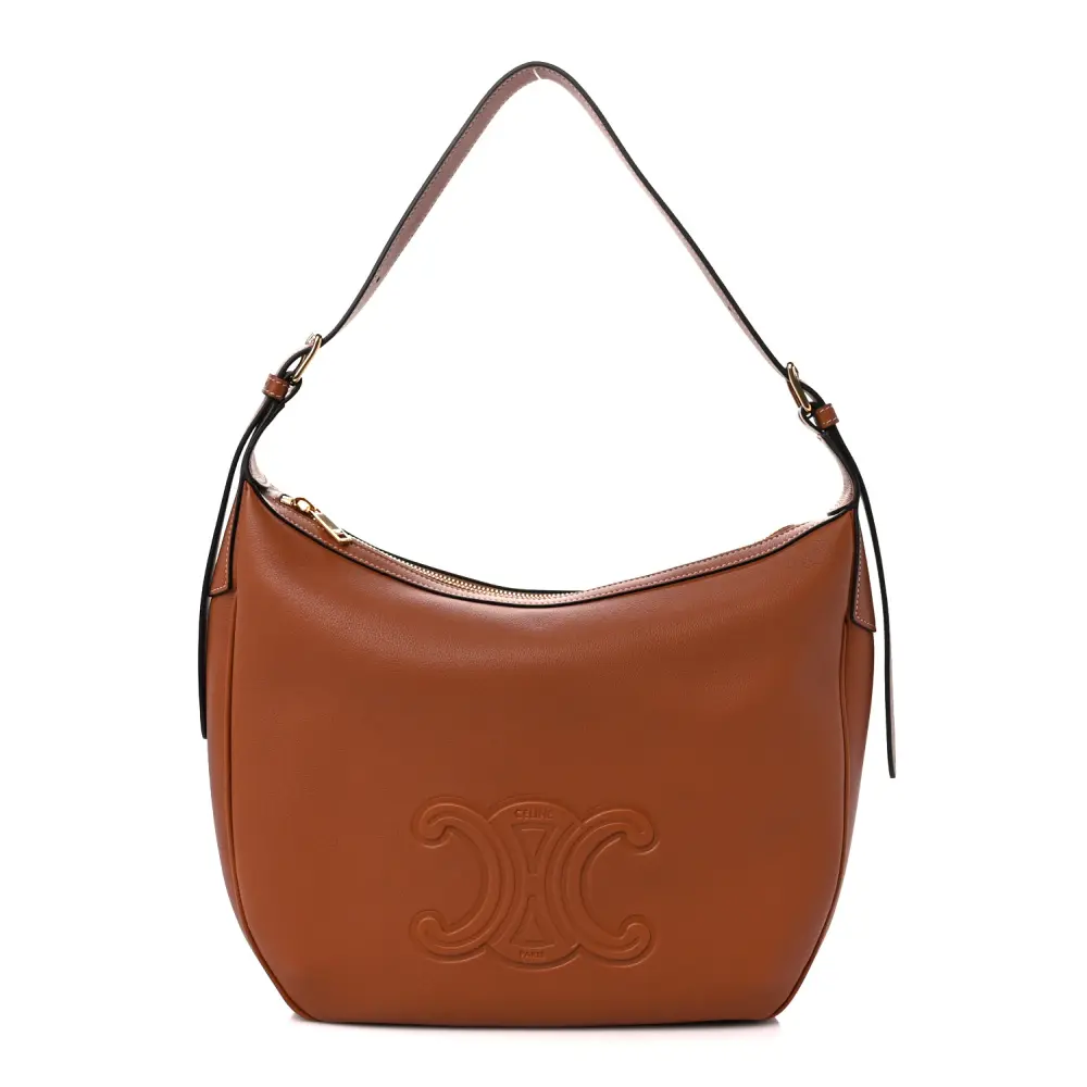 Celine Medium Triomphe Heloise Shoulder Bag Tan Supple Calfskin Leather