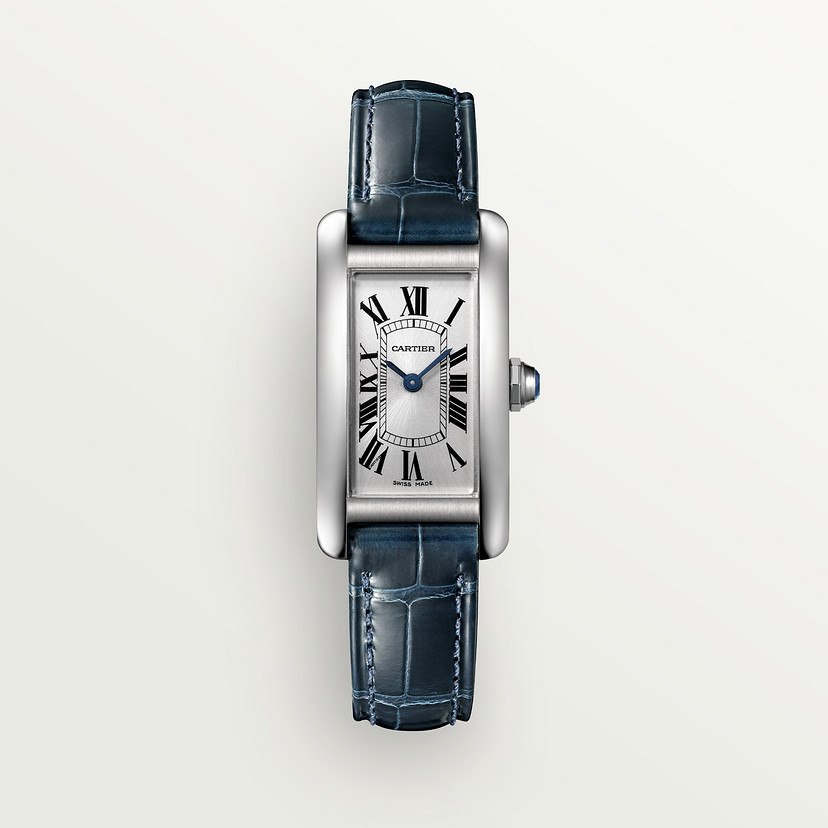 Tank Américaine watch Small model quartz movement steel leather CRWSTA0043