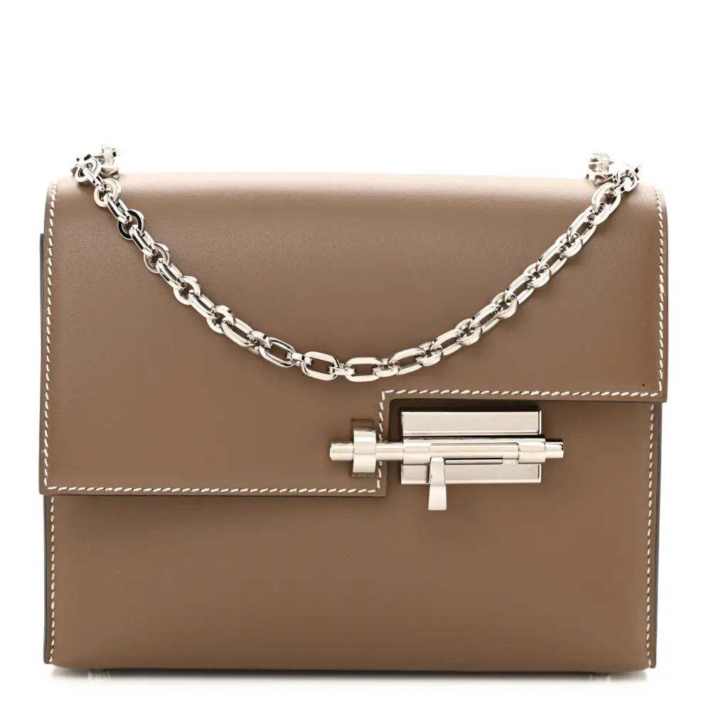 Hermès Mini Verrou Chaine Bag Étain Tadelakt Leather Palladium Silver Hardware