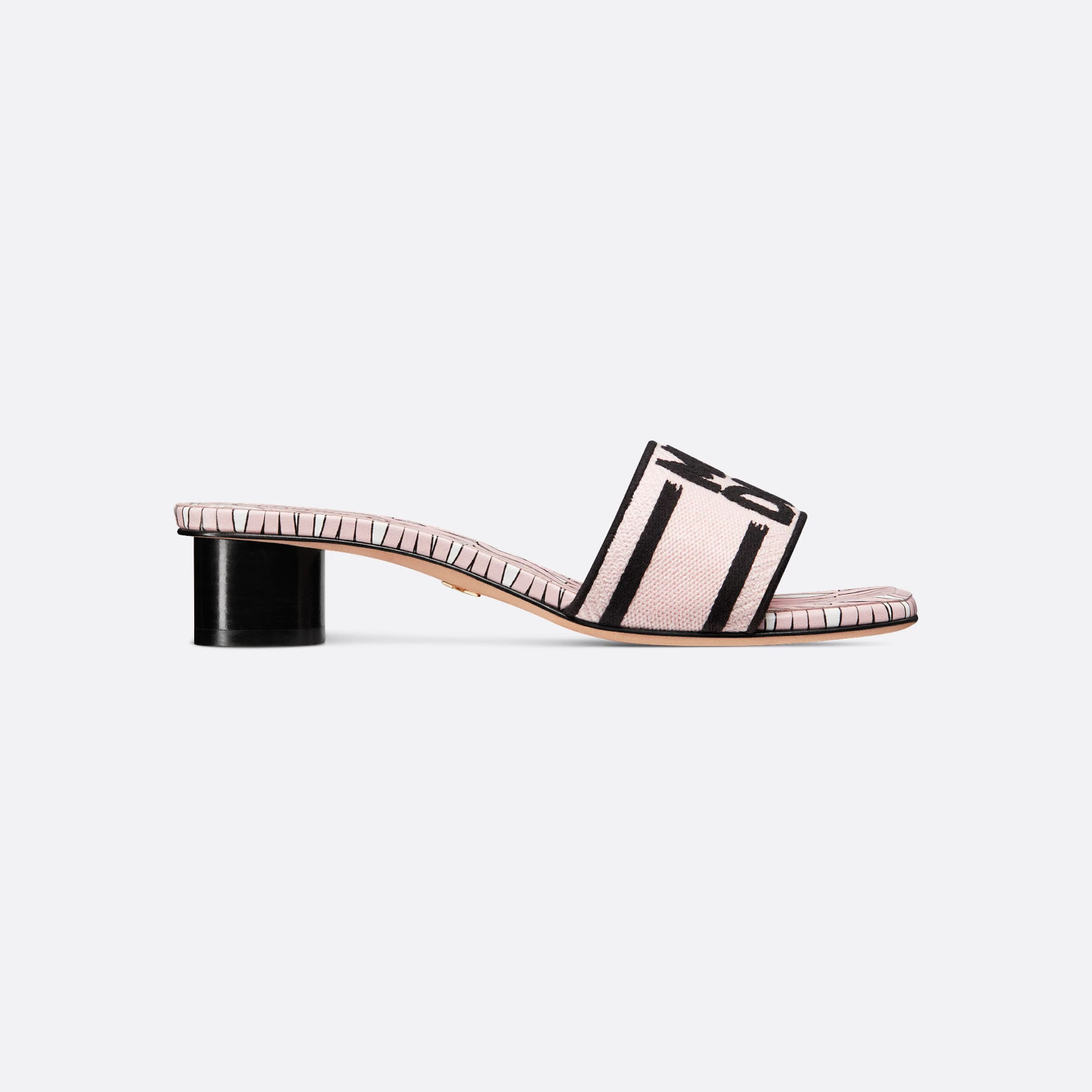 Dior pink thick bottom square head high-heeled slippers