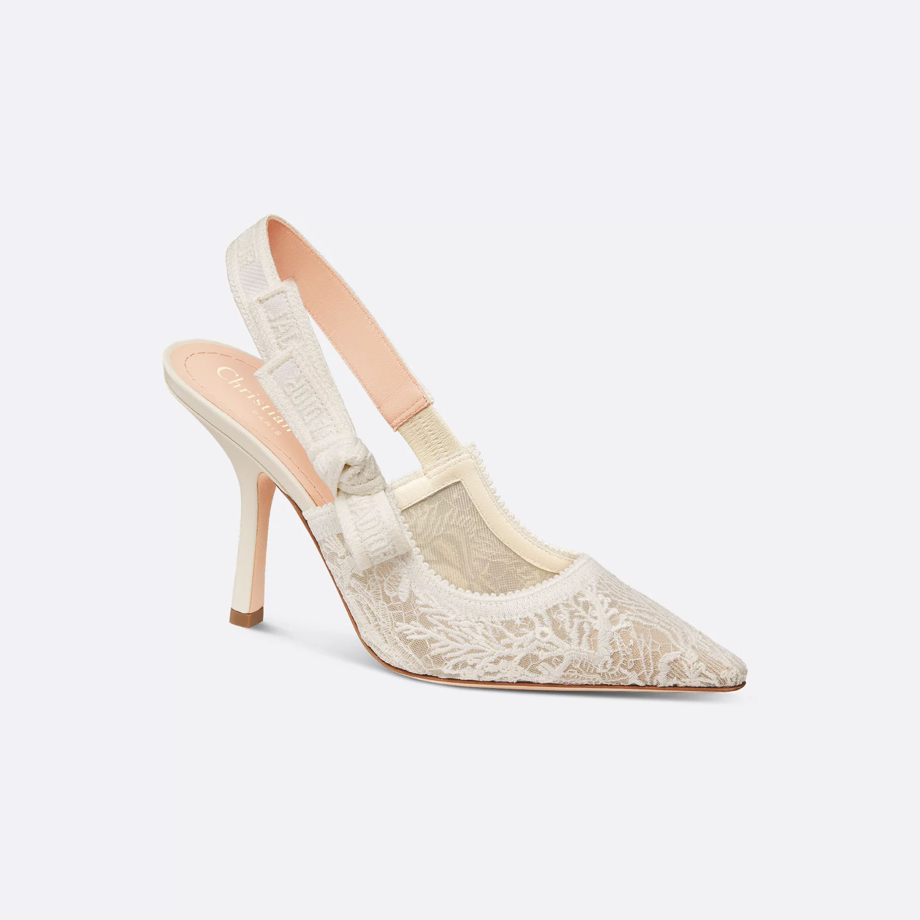 Dior white embroidery high heels