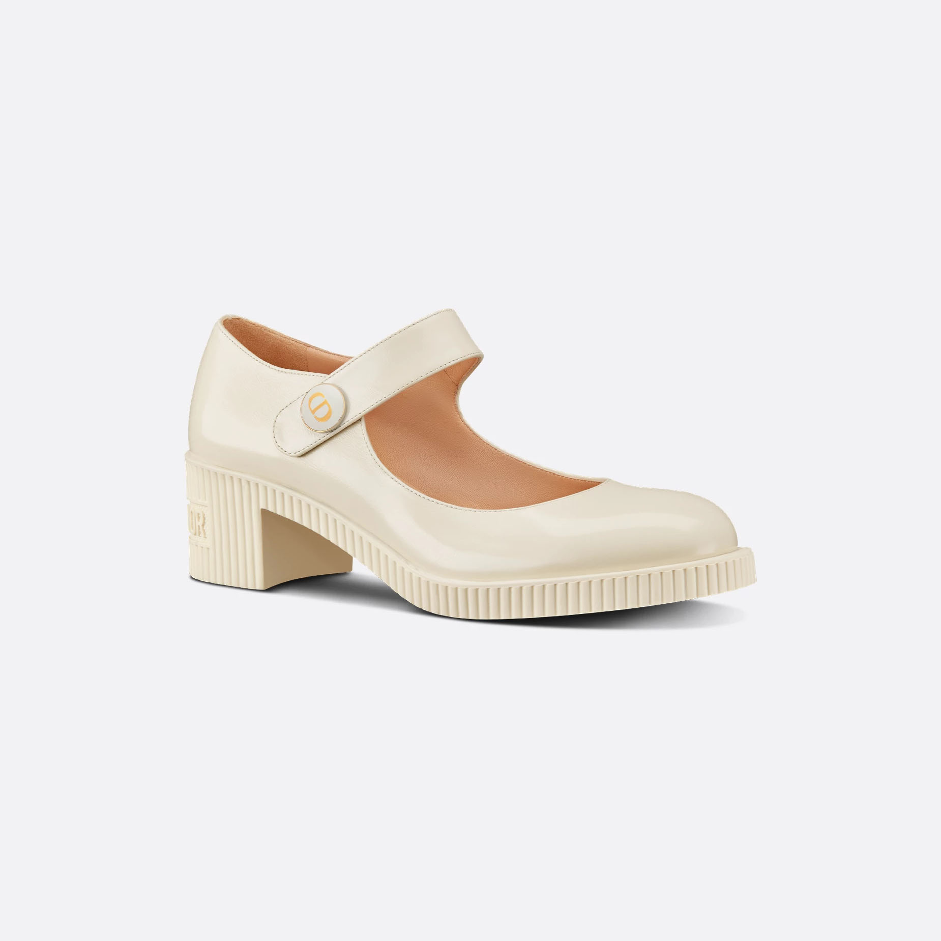 Dior thick with square head white high heels shoes