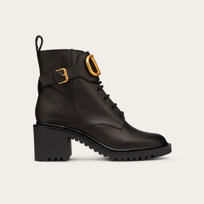 VALENTINO VLOGO SIGNATURE Calf leather Army Style ankle boots (heel height 7cm)