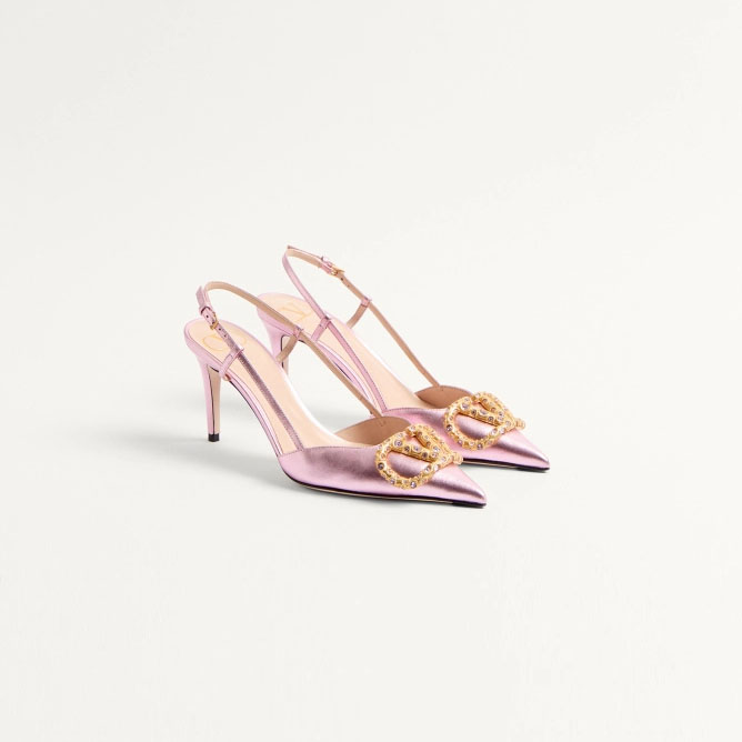 VALENTINO Sheepskin heels with back trim (8cm high heel)