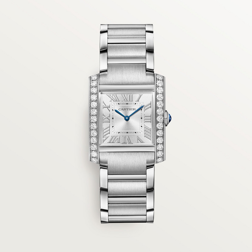 Tank Franaise watch Medium model quartz movement steel diamonds CRW4TA0021