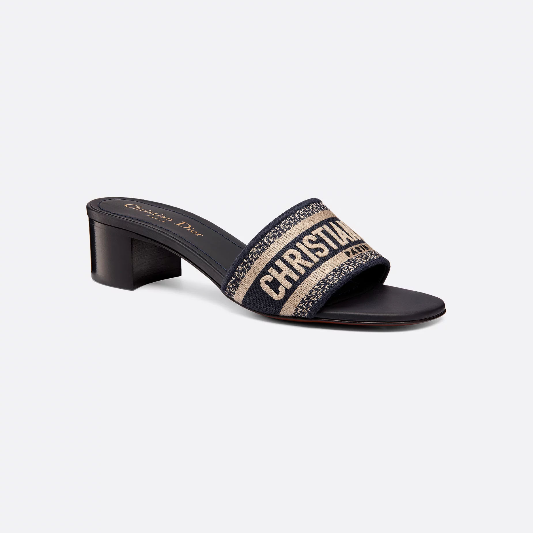 Dior black square head slippers High-heeled slippers