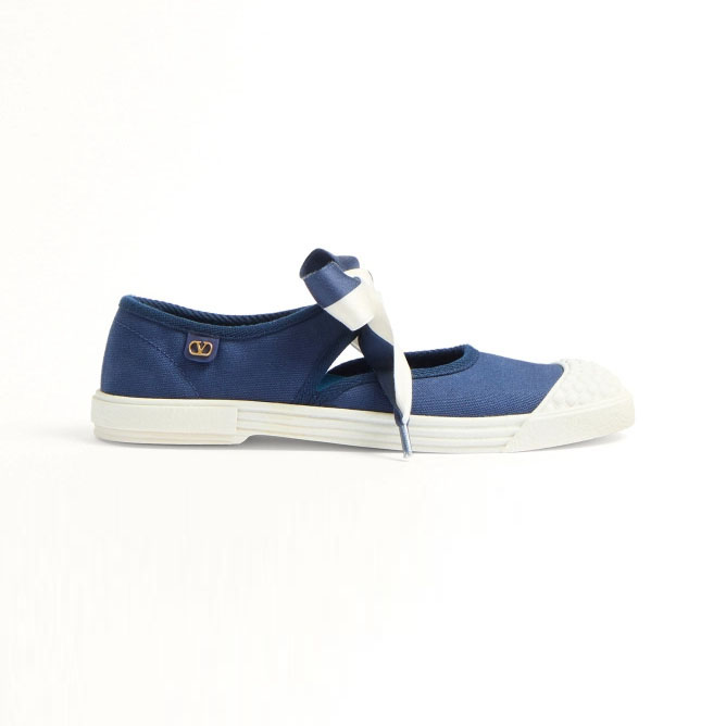VALENTINO BAY BY BAY Blue ladies canvas ballet flats