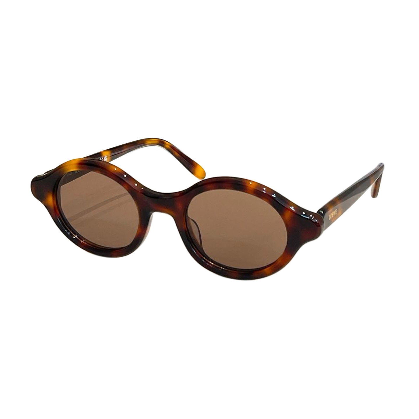 Loewe round frame glasses leopard brown/leopard green/tawny brown/tawny black/black orange color Size 48口21-145