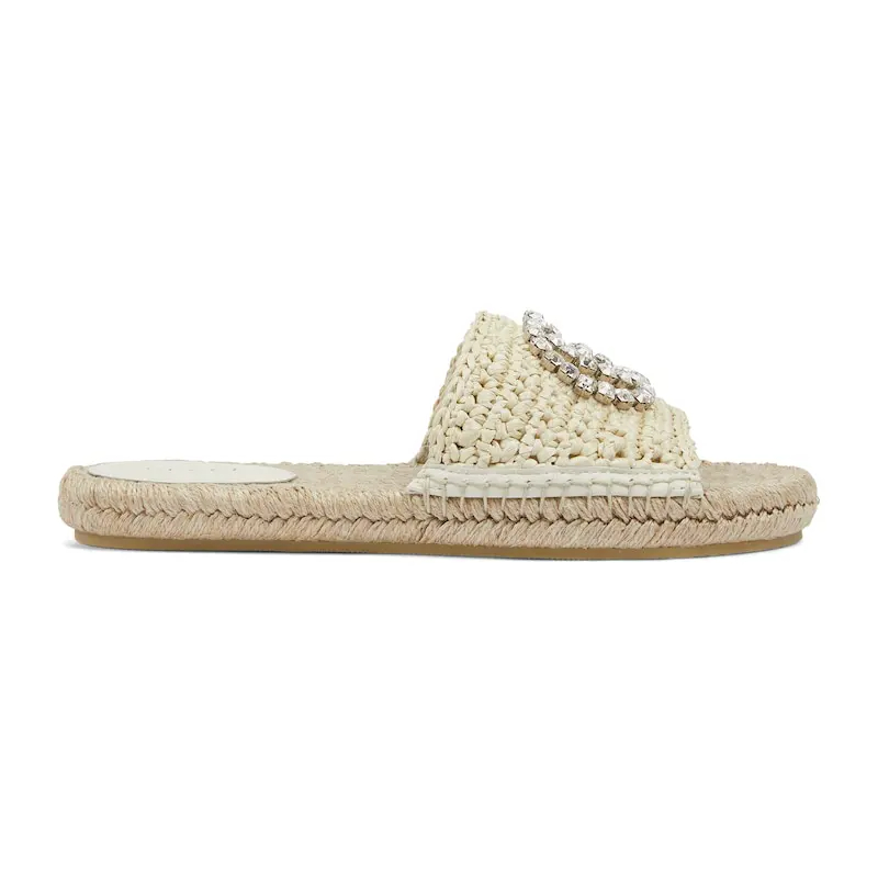 Gucci white double G rope soled shoes flat bottom slippers