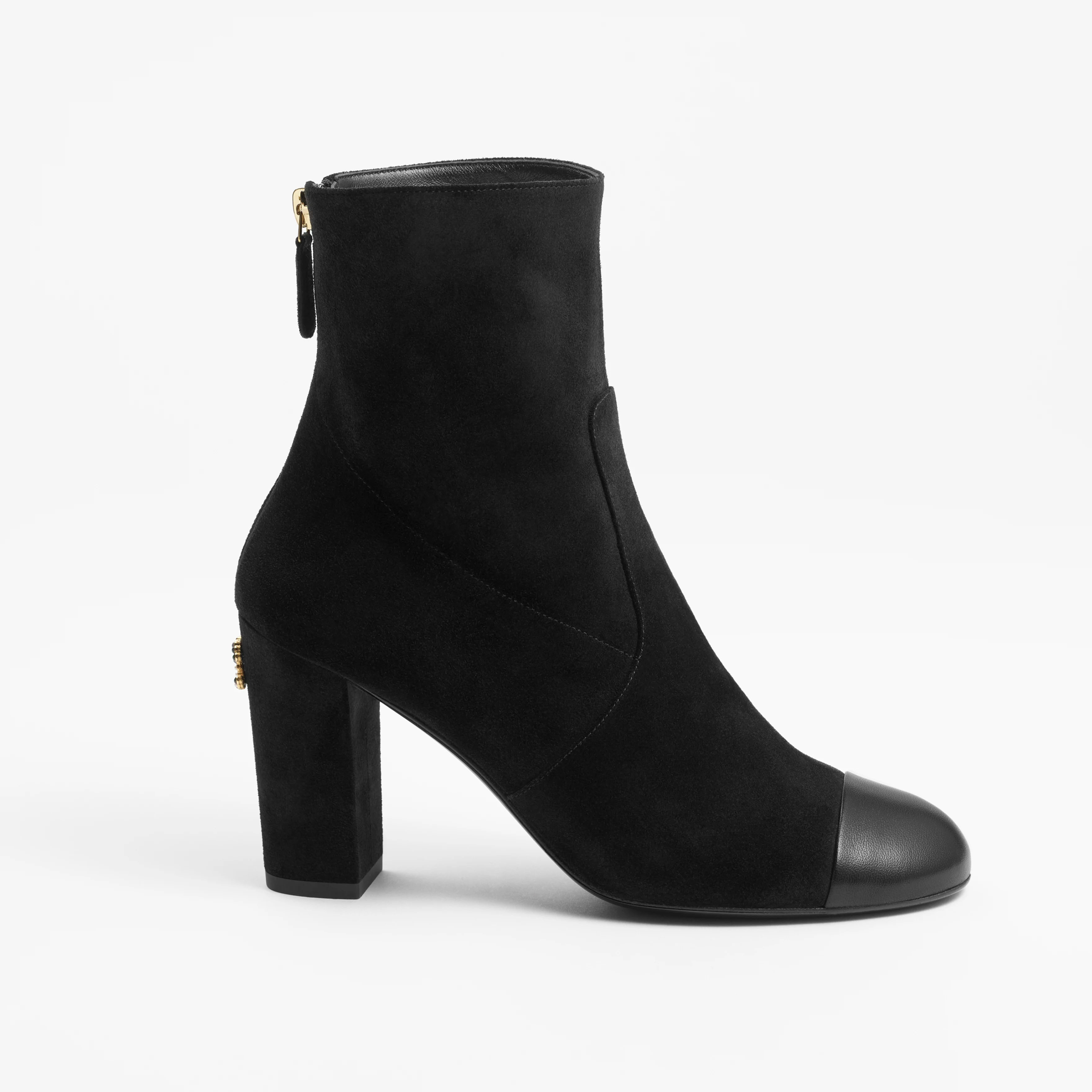Chanel ankle boots black suede, calfskin, sheepskin
